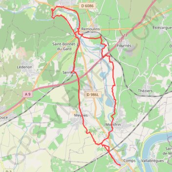 Balade autour du Gard - Comps GPS track, route, trail