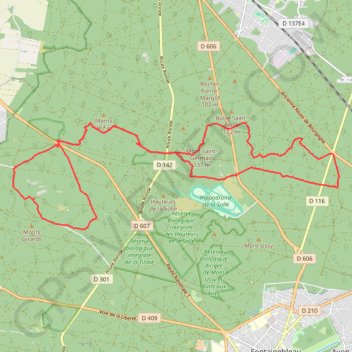 Boucle dans la forêt de Fontainebleau GPS track, route, trail