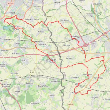 De Villeneuve-d'Ascq à Rumes par Tournai GPS track, route, trail