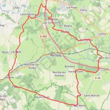 D'Ham-les-Moines par Vaux-Villaine GPS track, route, trail