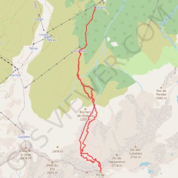 Pic de la Belle etoile GPS track, route, trail