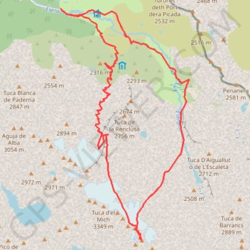 Aneto : Par le refuge de la Rencluse (Voie Normale) GPS track, route, trail