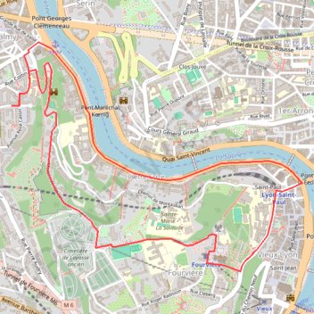 Footing Vaise Observance Fourviere Vieux Lyon Vaise GPS track, route, trail