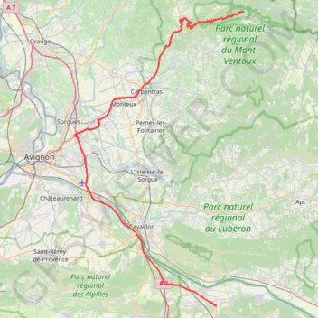 Itinéraire de Station du Mont Serein, Beaumont-du-Ventoux à Moulin De Vernègues, Mallemort GPS track, route, trail