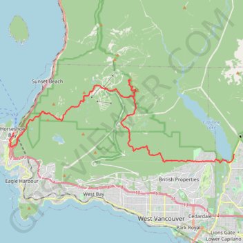 Capilano Lake - Holyburn Peak - Black Mountain - Horseshoe Bay GPS track, route, trail