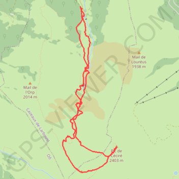 Ski de randonnée au Céciré GPS track, route, trail