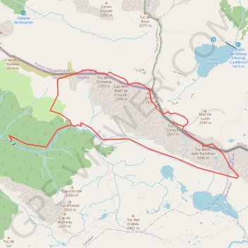 Pics de Crabère et Canejan depuis la vallée de Canejan GPS track, route, trail