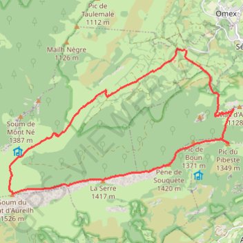 La crête entre le Pibeste et le Soum du Prat du Rey GPS track, route, trail