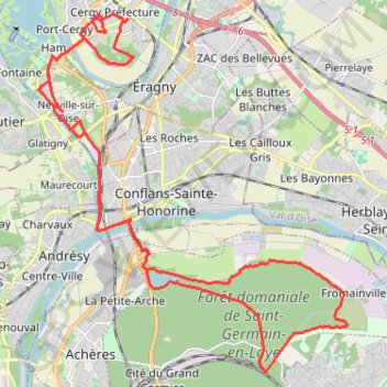 Cergy - Conflans - Forêt de Saint-Germain - Cergy GPS track, route, trail