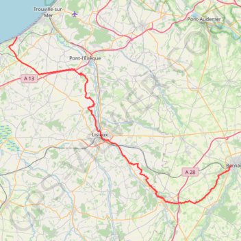 Rando raid Paris Deauville - de Bernay à Villers-sur-Mer GPS track, route, trail