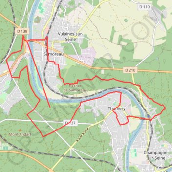La seine d'Avon à Thomery GPS track, route, trail