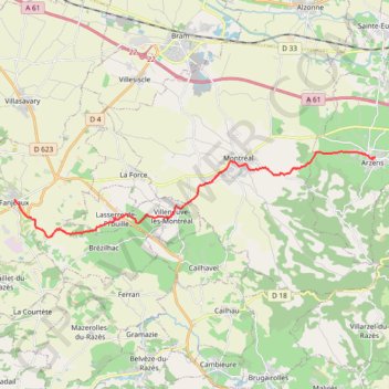 Chemin du Piémont Pyrénéen - d'Arzens à Fanjeaux GPS track, route, trail