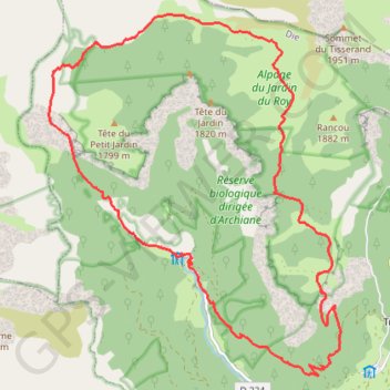 Le Jardin du Roi depuis Archiane GPS track, route, trail