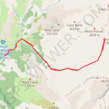 Mont Ponset, voie normale GPS track, route, trail