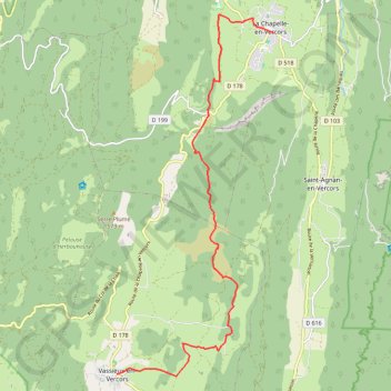 Grande Traversée des PréAlpes : La Chapelle-en-Vercors - Vassieux-en-Vercors GPS track, route, trail