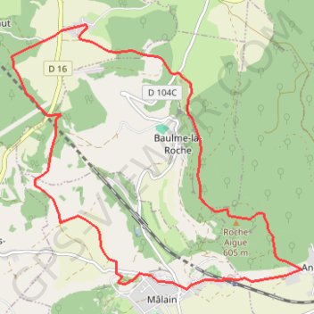 Mâlain - Charmoy - Baulme-le-Roche GPS track, route, trail