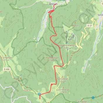 Col du Hahnenbrunnen à Mittlach GPS track, route, trail