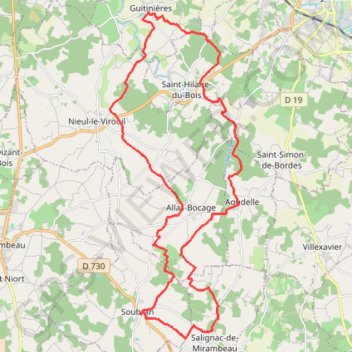 Soubran vers Guitinieres 33 kms GPS track, route, trail