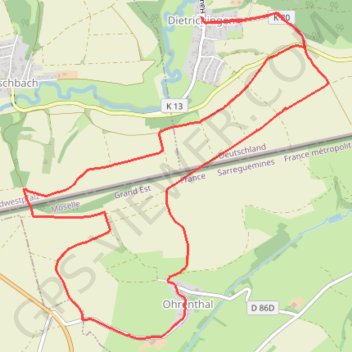 De Dietrichingen à Ohrenthal GPS track, route, trail
