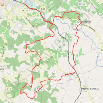 Jonzac Champagnac vers Ozillac N°10 25 kms GPS track, route, trail