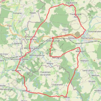 Traubach - Bretagne - Suarce - Lutran - Traubach GPS track, route, trail