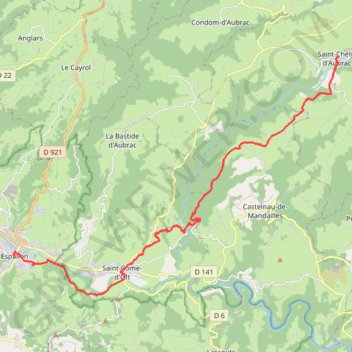 GR65 de Saint Chély d'Aubrac à Espalion GPS track, route, trail