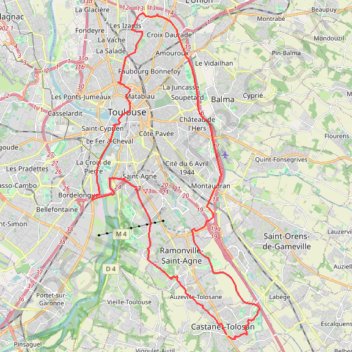Virée à Toulouse GPS track, route, trail