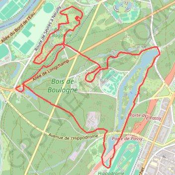 Bois de Boulogne, Bagatelle GPS track, route, trail