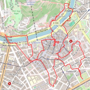 A pied, Visite du centre de Grenoble GPS track, route, trail