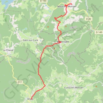 Tour du Morvan - De Anost à Moux GPS track, route, trail