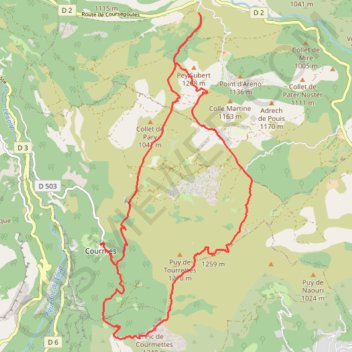 Courmes-Coursegoules-Puy de Tourettes GPS track, route, trail