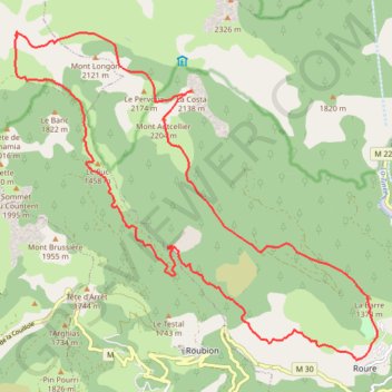 Mont Autcellier et Vignols depuis Roure GPS track, route, trail