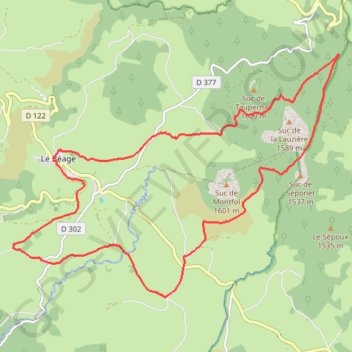 Par les Sucs de Montfol et de la Lauzière GPS track, route, trail