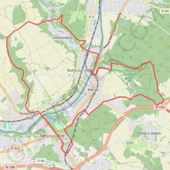 Balade à Auvers sur Oise et Valmoois GPS track, route, trail