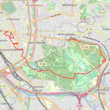 Bois de Vincennes - Picpus GPS track, route, trail