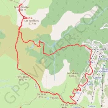 Pic du Han - Mont Fourcat GPS track, route, trail