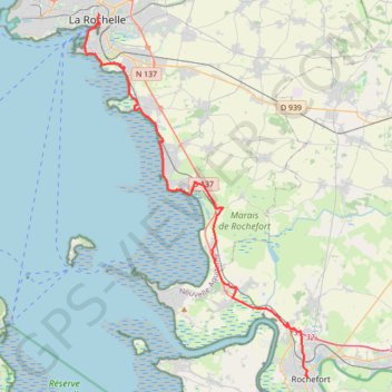 La rochelle Rochefort version standard GPS track, route, trail