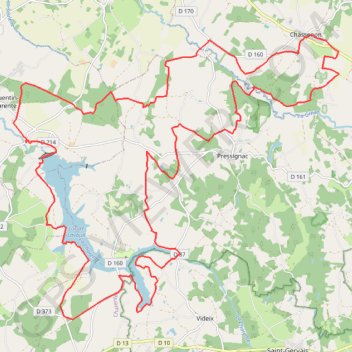 Lavaud lacs haute Charente 39 kms GPS track, route, trail