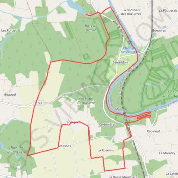 Rochers de Corbiniéres - Messac Guipry GPS track, route, trail