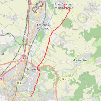 Chemin de Tours (de Saint Georges de Baillargeaux à Poitiers) GPS track, route, trail