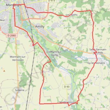 Montargis - Montcresson - Saint-Germain-des-Prés GPS track, route, trail