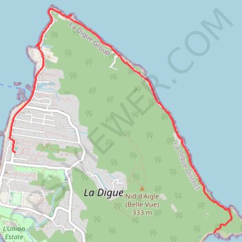 Randonnée de Anse Fourmis à Anse Cocos (la Digue) GPS track, route, trail