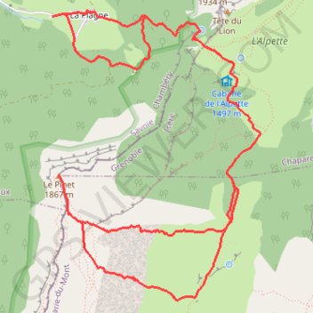 Le Sommet du Pinet GPS track, route, trail