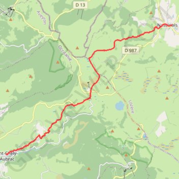 GR65 de Nasbinals à Saint-Chély-d'Aubrac GPS track, route, trail