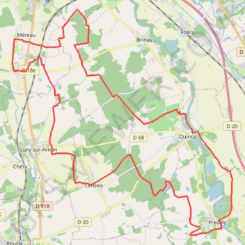 Méreau - Preuilly 47,5km GPS track, route, trail