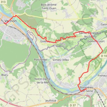 Bonnieres sur Seine à Vernon - Rive droite GPS track, route, trail