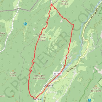 Crêt de Chalam en boucle depuis Forens GPS track, route, trail