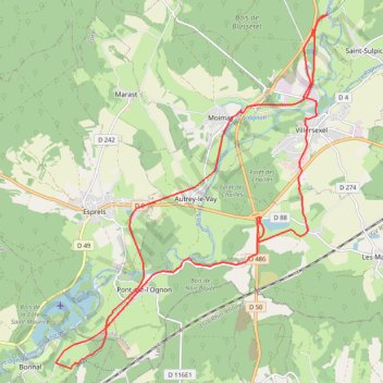 Circuit avec piste cyclable de Villersexel à Bonnal GPS track, route, trail