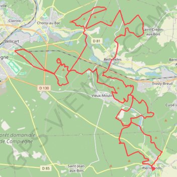 Forêts Compiègne-Laigue, les Monts GPS track, route, trail