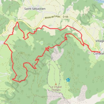 Le Balcon du Châtel - Cordéac GPS track, route, trail
